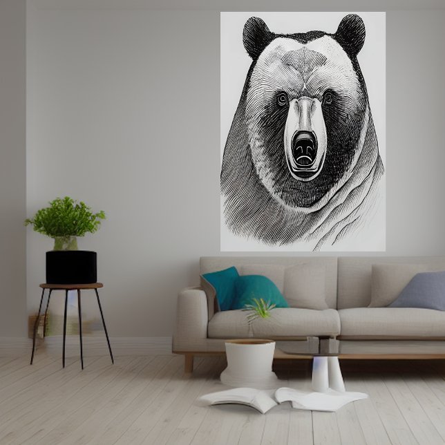 Retrato de oso blanco y negro | Poster de arte de  (Subido por el creador)