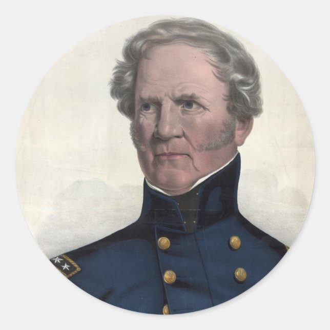 Retrato de pegatinas de Winfield Scott (Anverso)