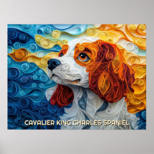 Retrato de perro de arte Cavalier King Charles Qui