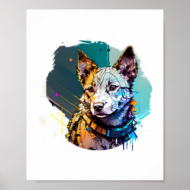 Retrato de perro de estilo de arte de tinta (Frente)