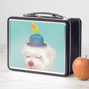 Retrato de perro de payaso meditativo