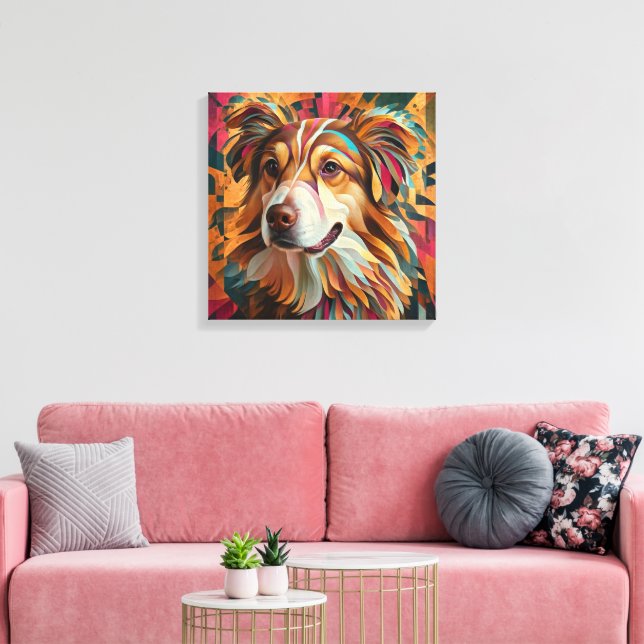 Retrato de perro geométrico abstracto - Arte digit (Insitu (Sala de estar))