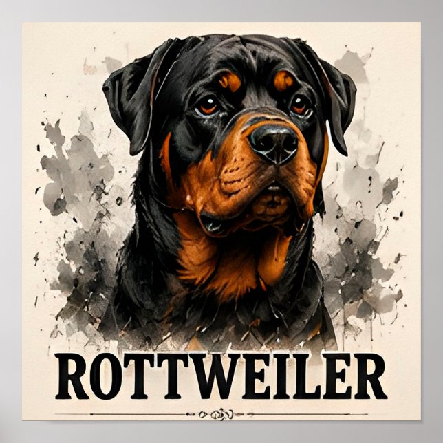 Retrato de perro guardián Rottweiler Arte Premium (Frente)