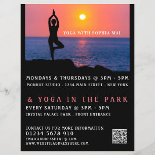 Retrato de playa, publicidad de clase de yoga