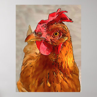 Retrato de pollo de corral Arte de contorno negro