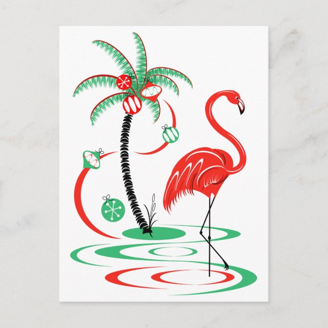 Retrato de postal de los Navidades rojos Flamingo (Anverso)