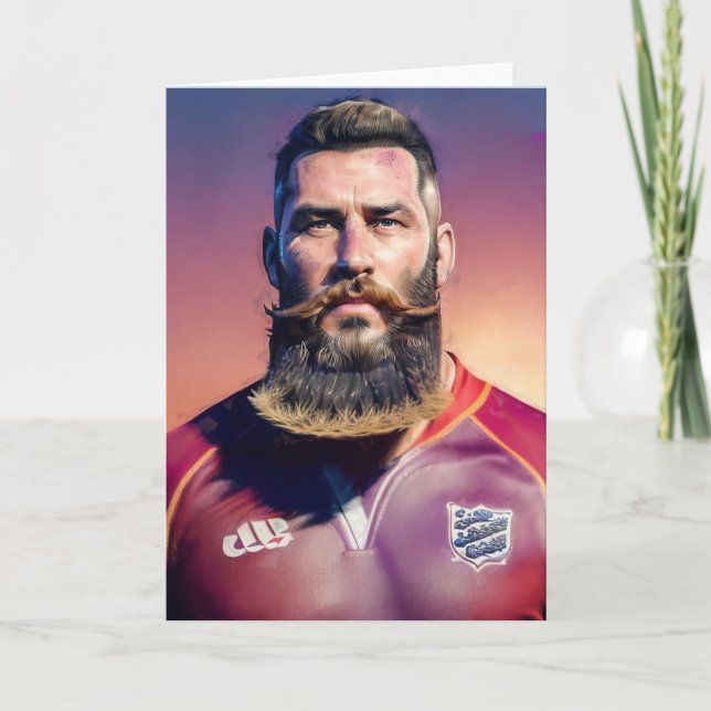 Retrato de rugby - Tarjeta de saludo de rugby (Anverso)