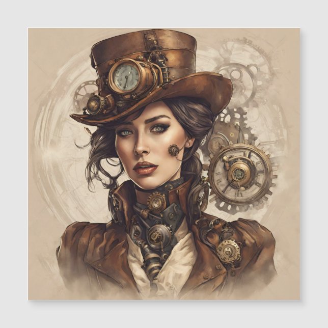 Retrato de Steampunk de una mujer en Victoria (Anverso)