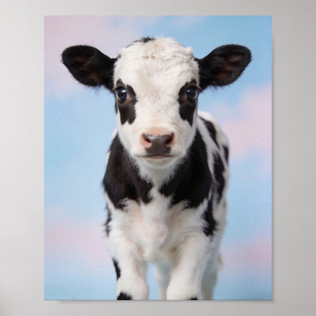 Retrato de ternero bebé - Arte de guardería de gra (Frente)