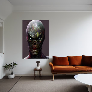 Retrato de un alien aterrador   Poster de arte de 