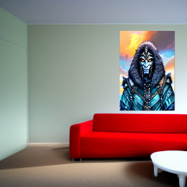 Retrato de un alien azul con ojos amarillos | Arte