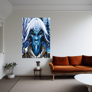 Retrato de un alien azul con pelo blanco   Arte IA