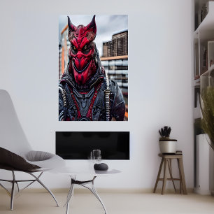 Retrato de un alien rojo temible   Poster de arte 