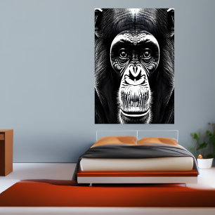 Retrato de un chimpancé   Poster de arte de IA