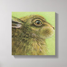 Retrato de un conejo pastando impresión en lienzo