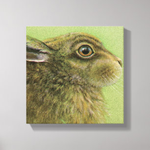Retrato de un conejo pastando impresión en lienzo