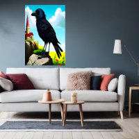 Retrato de un cuervo negro | Poster de arte de IA