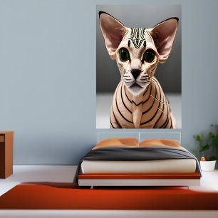 Retrato de un gato Sfinx   Poster de arte de IA