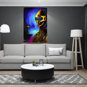 Retrato de un genial robot dorado   Arte IA