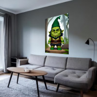 Retrato de un híbrido de Gnome Orc Verde | Arte IA