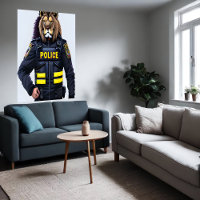Retrato de un león con uniforme policial | Arte IA