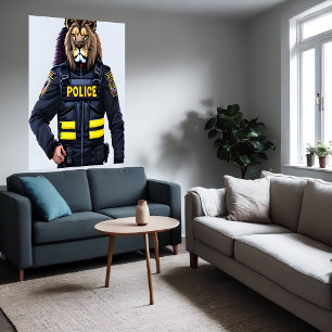 Retrato de un león con uniforme policial   Arte IA