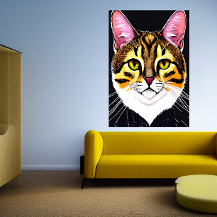 Retrato de un lindo gato   Poster de arte de IA