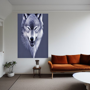 Retrato de un lobo Poster de arte de IA