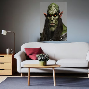 Retrato de un orco verde Poster de arte de IA