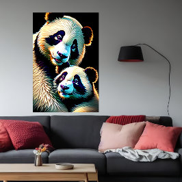 Retrato de una madre panda y su hijo | Arte IA