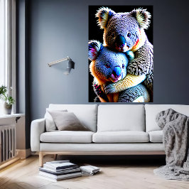 Retrato de una niña y madre de Koala | Arte IA