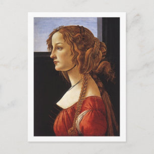 Retrato de una postal de una joven mujer
