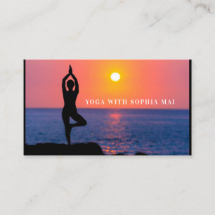 Retrato de yoga de playa, tarjeta de visita de ins