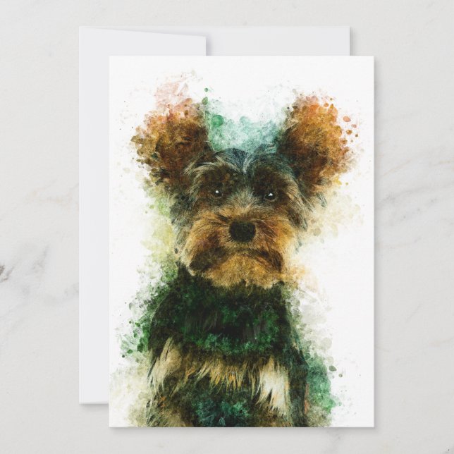 Retrato de Yorkie / Yorkshire Terrier Mascota 5" x (Anverso)