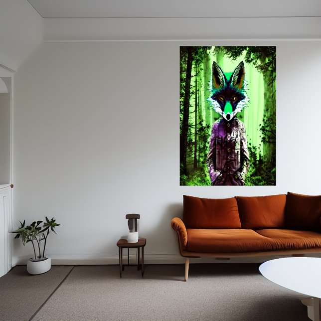 Retrato de zorro verde con ropa verde | Arte IA (Subido por el creador)