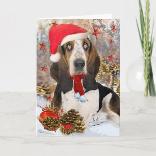 Retrato del navidad de Basset Hound