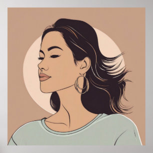 Retrato elegante de mujer Minimalista - Arte moder