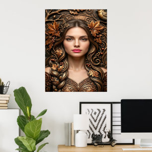 Retrato Elegante del Bosque en Arte de Bronce Repu