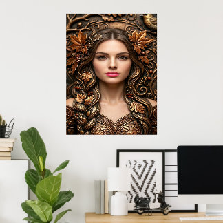 Retrato Elegante del Bosque en Arte de Bronce Repu
