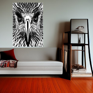 Retrato en blanco y negro de un águila   Arte IA