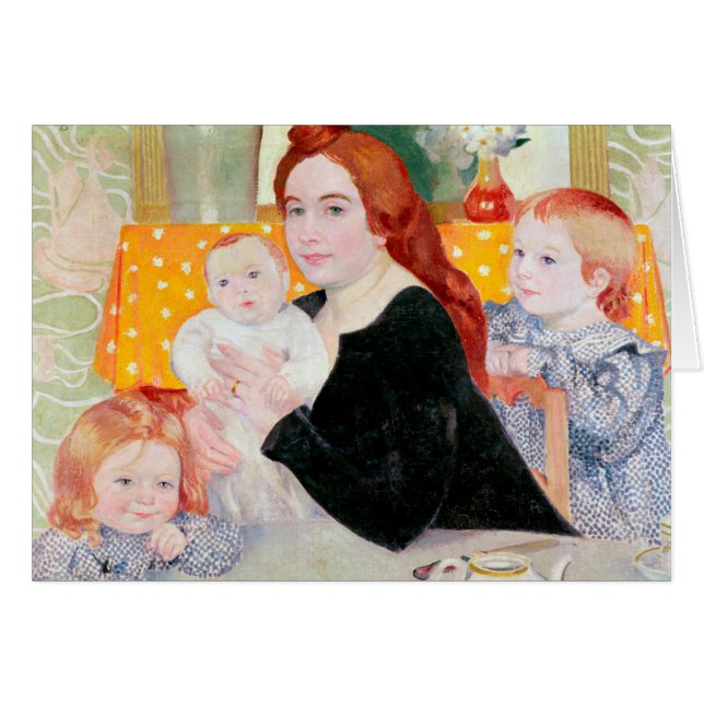 Retrato familiar grande en azul y amarillo (Anverso (Horizontal))