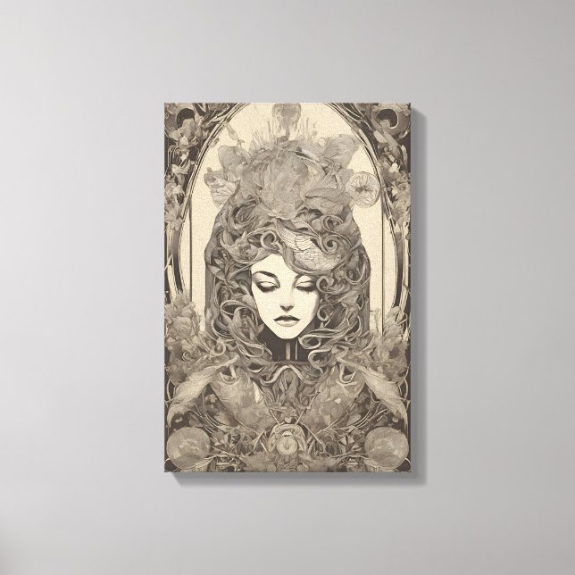 Retrato femenino de Art Nouveau arte floral intrin (Anverso)