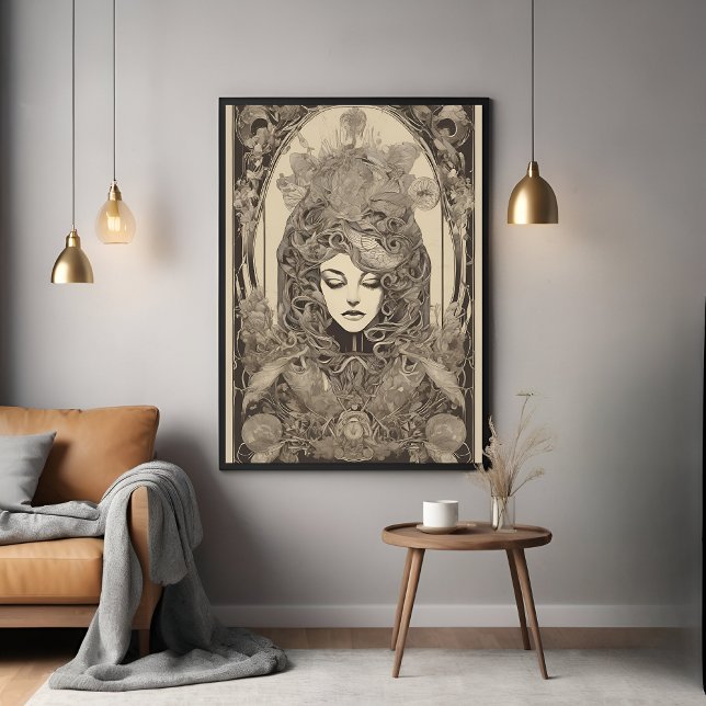 Retrato femenino de Art Nouveau arte floral intrin (Subido por el creador)