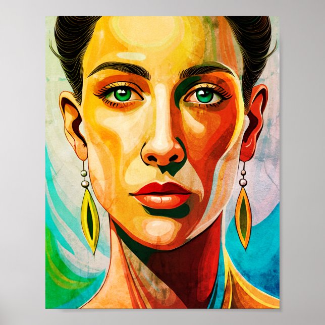 Retrato Femenino Enfrenta Arte Elegante (Frente)