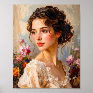 Retrato femenino romántico arte moderno