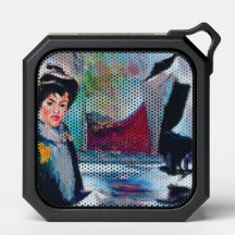 Retrato femenino vintage con fondo abstracto