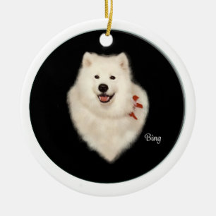 Retrato Frt del samoyedo y ornamento de Bck del