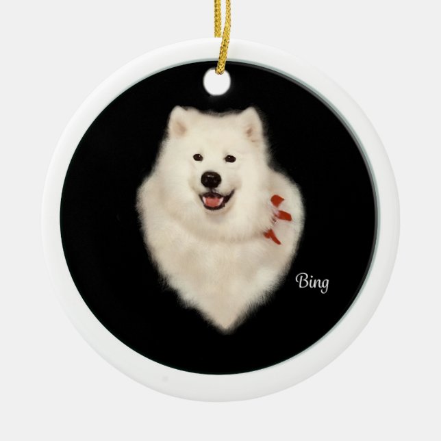 Retrato Frt del samoyedo y ornamento de Bck del (Frente)
