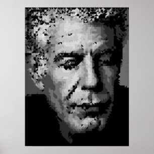 Retrato geométrico de chef en arte de pared en bla
