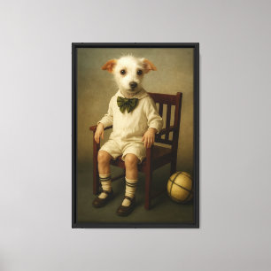 Retrato infantil de perro con marco de lienzo mura